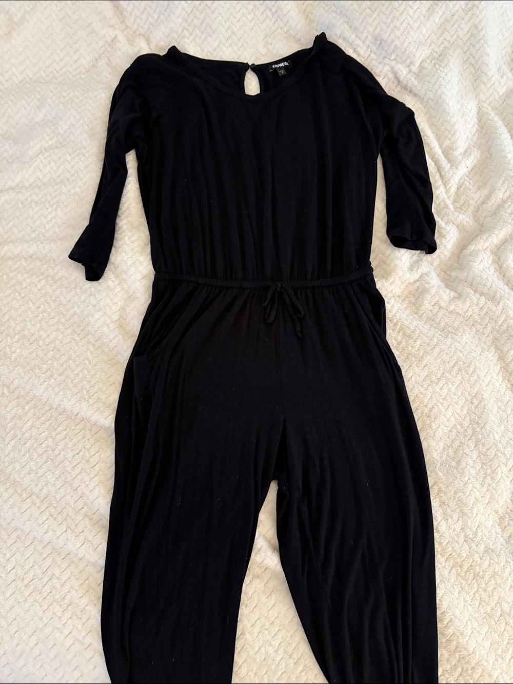 Express Black Women's One-Piece Jumpsuit with Tie Waist
